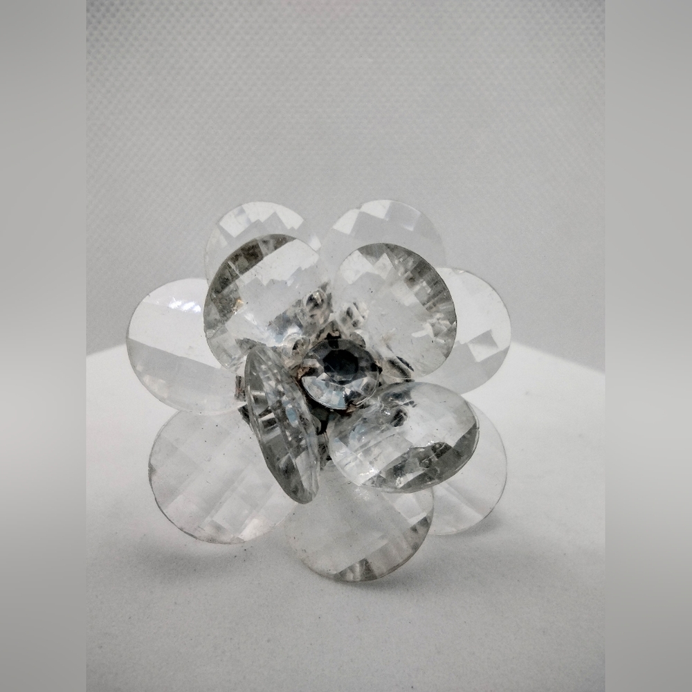 Fashion Large Clear Flower Ring